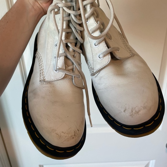 Dr. Martens White Combat Boots with Chunky Sole - Picture 2 of 5